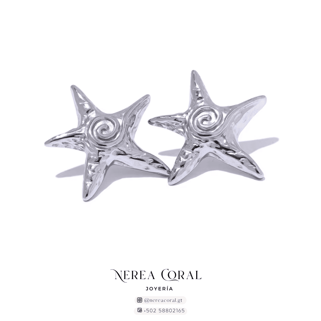 aretes estrella de mar plateado guatemala venta
