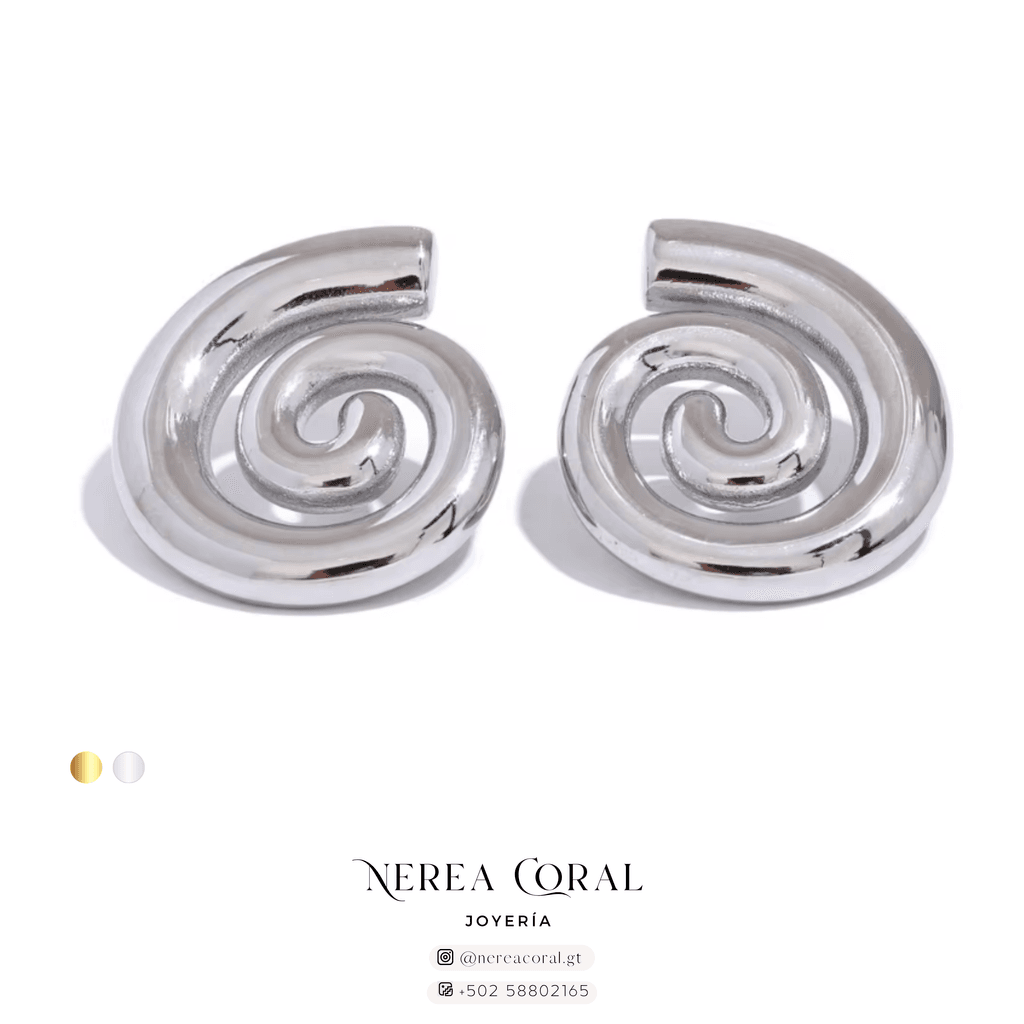 Aretes espiral plateado, venta, Guatemala